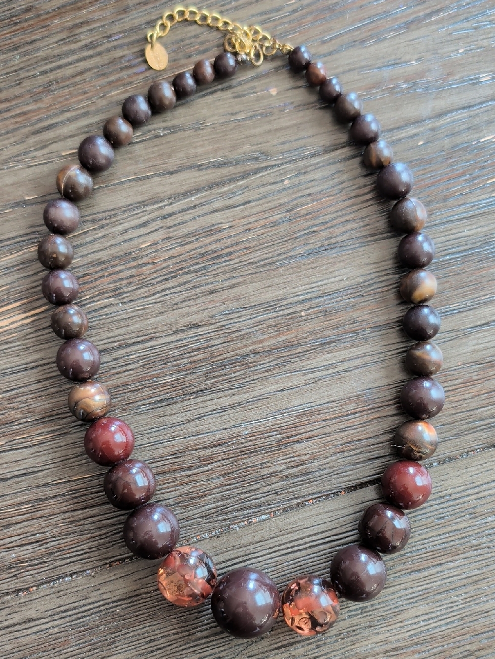 Icing Brown and Red Beaded Statement Necklace